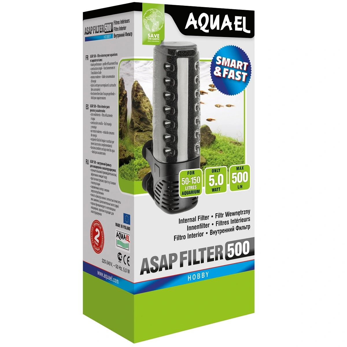 Aquael ASAP 500 indvendig filterpumpe